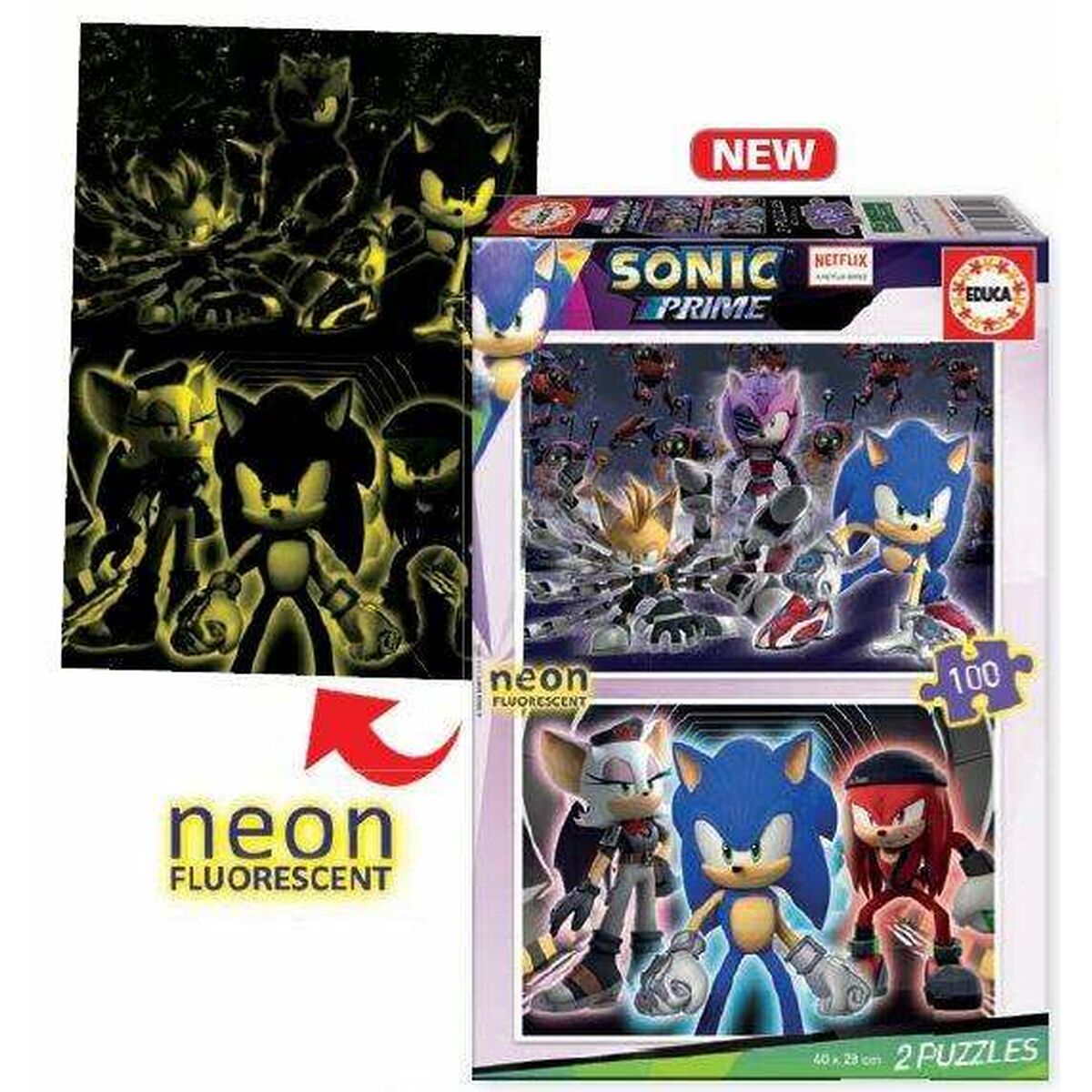 Set 2 pussel Educa Neon Sonic 100 Delar-Leksaker och spel, Pussel och hjärngrupper-Educa-peaceofhome.se