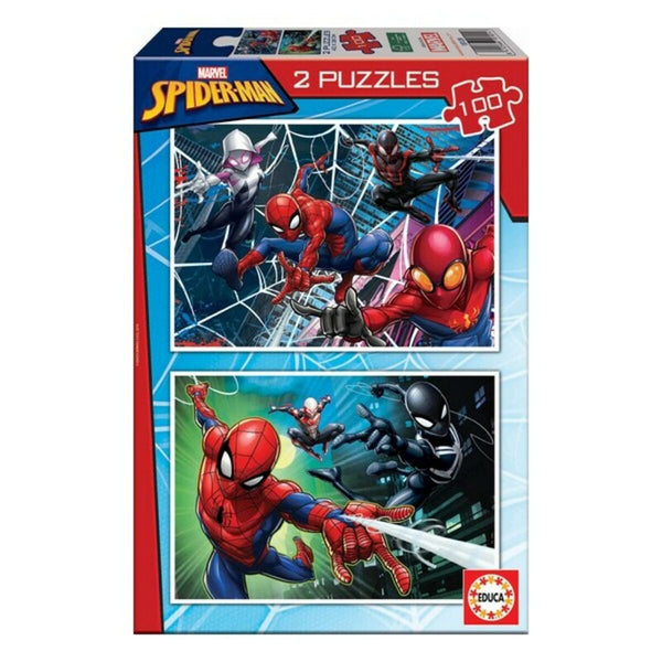 Set 2 pussel Spider-Man Hero  100 Delar 40 x 28 cm-Leksaker och spel, Pussel och hjärngrupper-Spider-Man-peaceofhome.se