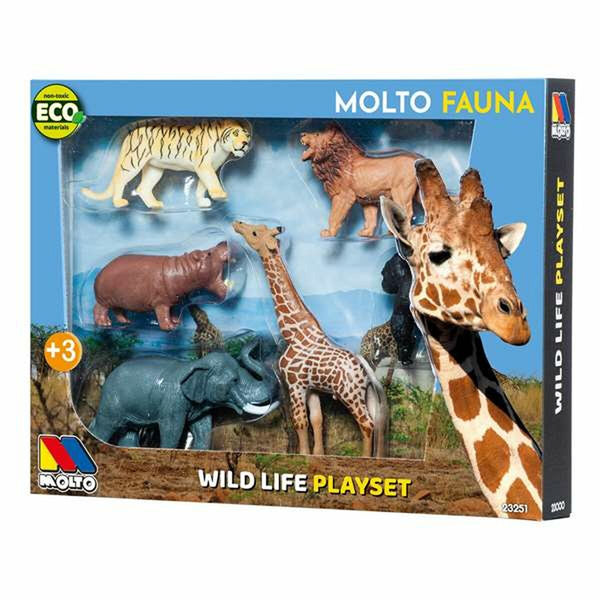 Set med 6 vilda djur Moltó Plast-Leksaker och spel, Dockor och actionfigurer-Moltó-peaceofhome.se