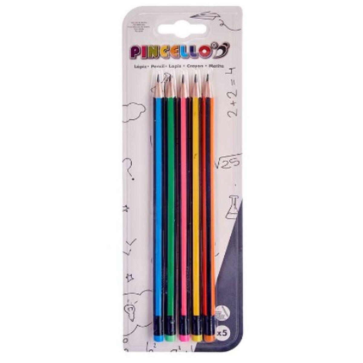 Set med pennor Pincello 473 473 Gul Blå Grön Multicolour Orange Rosa Ränder (12 antal)-Kontor och Kontorsmaterial, konst och hantverk-Pincello-peaceofhome.se