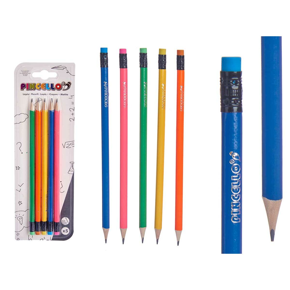 Set med pennor Pincello 474 474 Gul Blå Röd Grön Orange (12 antal)-Kontor och Kontorsmaterial, konst och hantverk-Pincello-peaceofhome.se