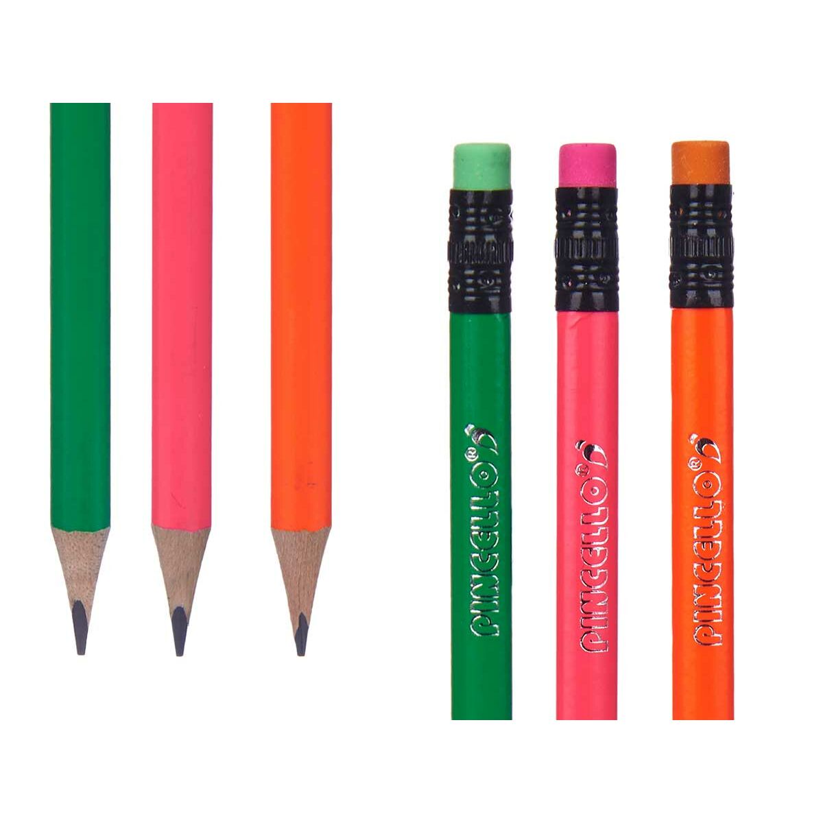 Set med pennor Pincello 477 477 Blå Röd Grön Orange Pennvässare Suddgummi (12 antal)-Kontor och Kontorsmaterial, konst och hantverk-Pincello-peaceofhome.se