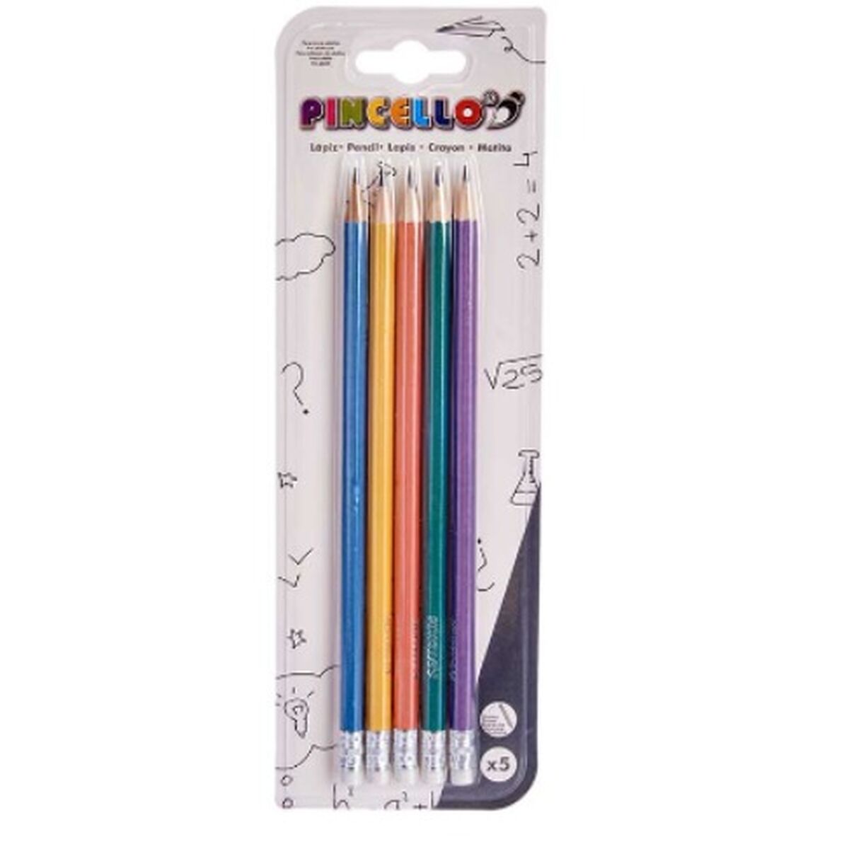 Set med pennor Pincello 499 499 Gul Blå Grön Multicolour Orange Violett Bakverk (12 antal)-Kontor och Kontorsmaterial, konst och hantverk-Pincello-peaceofhome.se