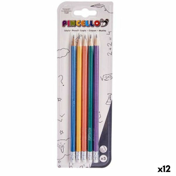 Set med pennor Pincello 499 499 Gul Blå Grön Multicolour Orange Violett Bakverk (12 antal)-Kontor och Kontorsmaterial, konst och hantverk-Pincello-peaceofhome.se