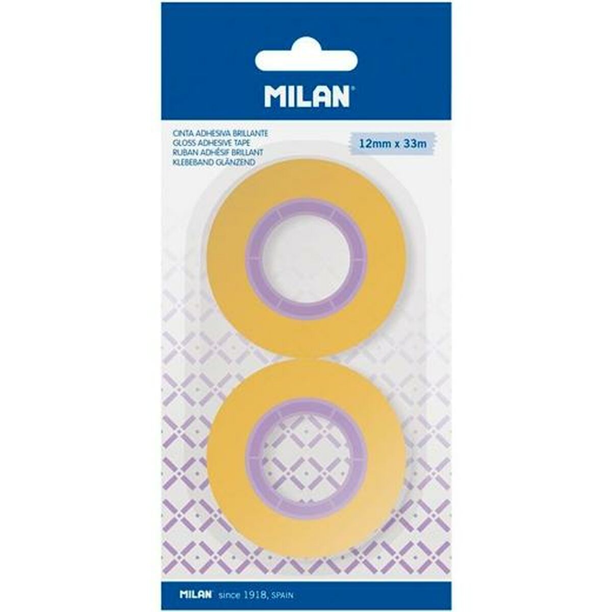 Set med självhäftande tejp Milan Gul 12 mm x 33 m 2 Delar (12 antal)-Kontor och Kontorsmaterial, Kontorsmaterial-Milan-peaceofhome.se