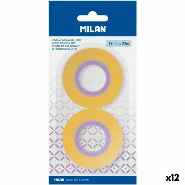 Set med självhäftande tejp Milan Gul 12 mm x 33 m 2 Delar (12 antal)-Kontor och Kontorsmaterial, Kontorsmaterial-Milan-peaceofhome.se