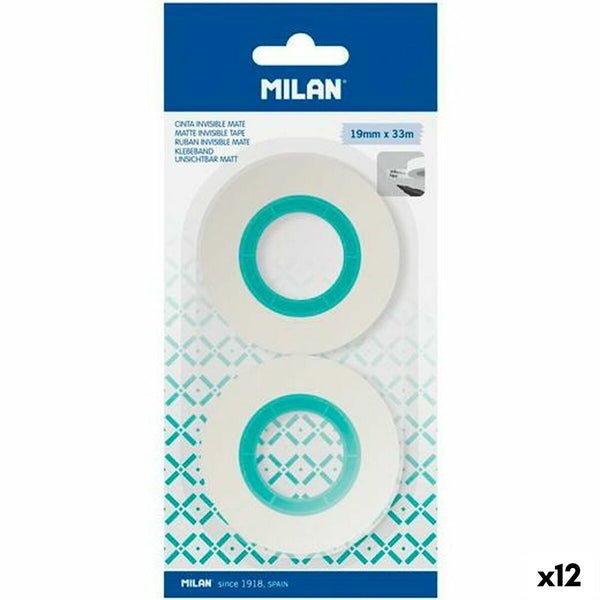 Set med självhäftande tejp Milan Transparent 19 mm x 33 m 2 Delar (12 antal)-Kontor och Kontorsmaterial, Kontorsmaterial-Milan-peaceofhome.se