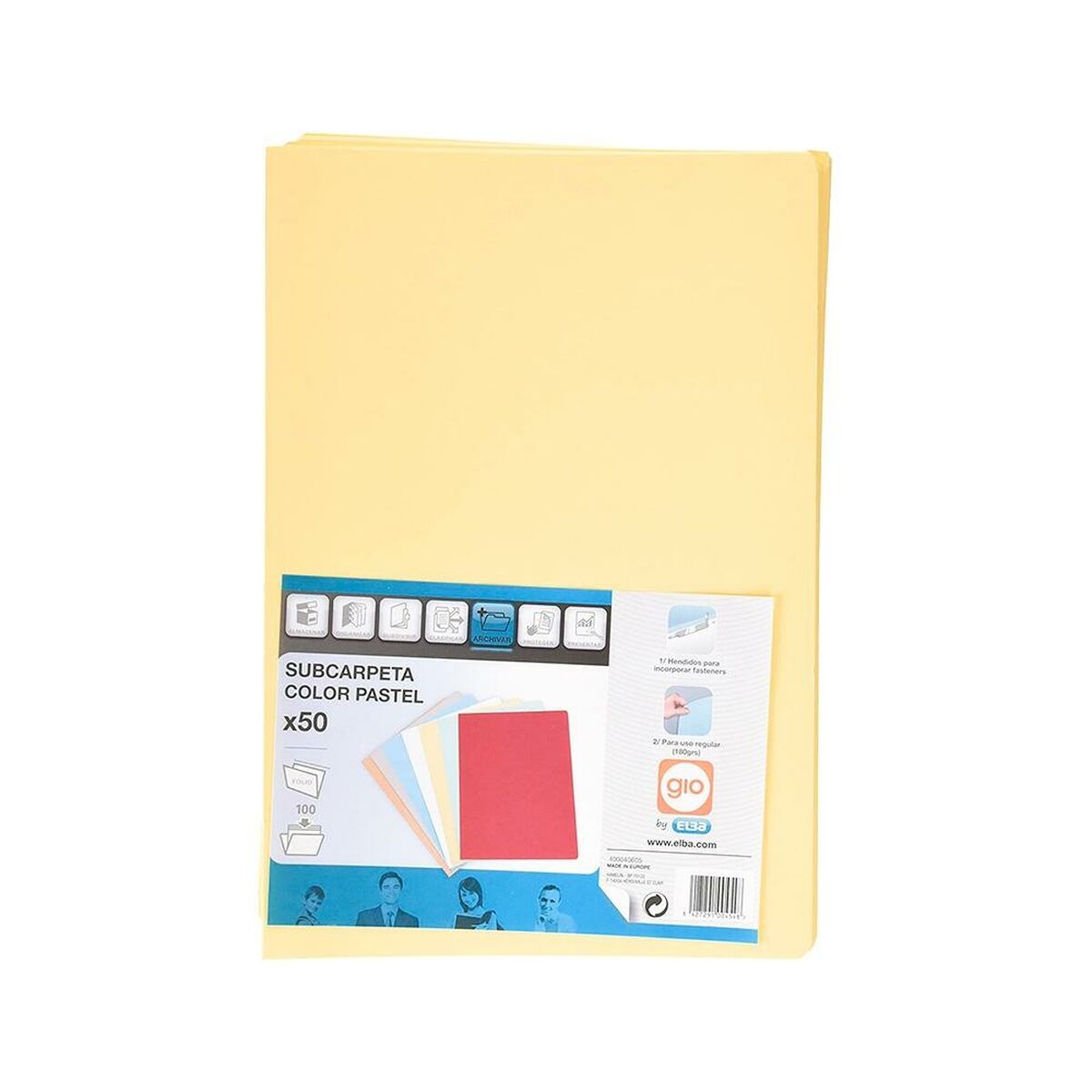 Set med undermappar Elba Gul A4 50 Delar (5 antal)-Kontor och Kontorsmaterial, Kontorsmaterial-Elba-peaceofhome.se