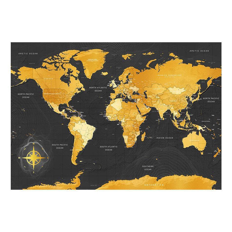 Självhäftande Fototapet - Map: Golden World-Fototapet Självhäftande-Artgeist-peaceofhome.se