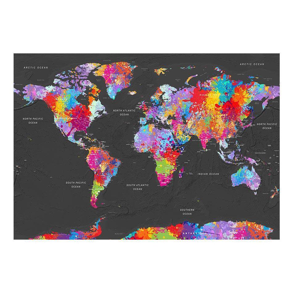 Självhäftande Fototapet - World Map: Synesthesia-Fototapet Självhäftande-Artgeist-peaceofhome.se