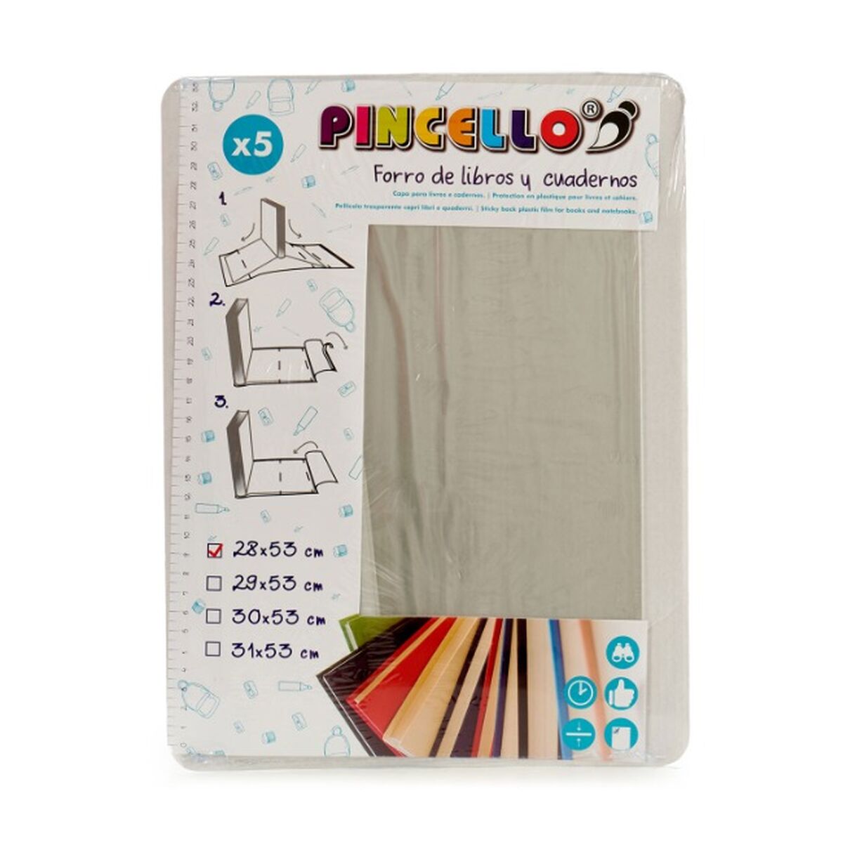 Självhäftande bokomslag Pincello 1805001 1805001 Transparent 0,33 x 28 x 53 cm (36 antal)-Kontor och Kontorsmaterial, Skol- och utbildningsmaterial-Pincello-peaceofhome.se