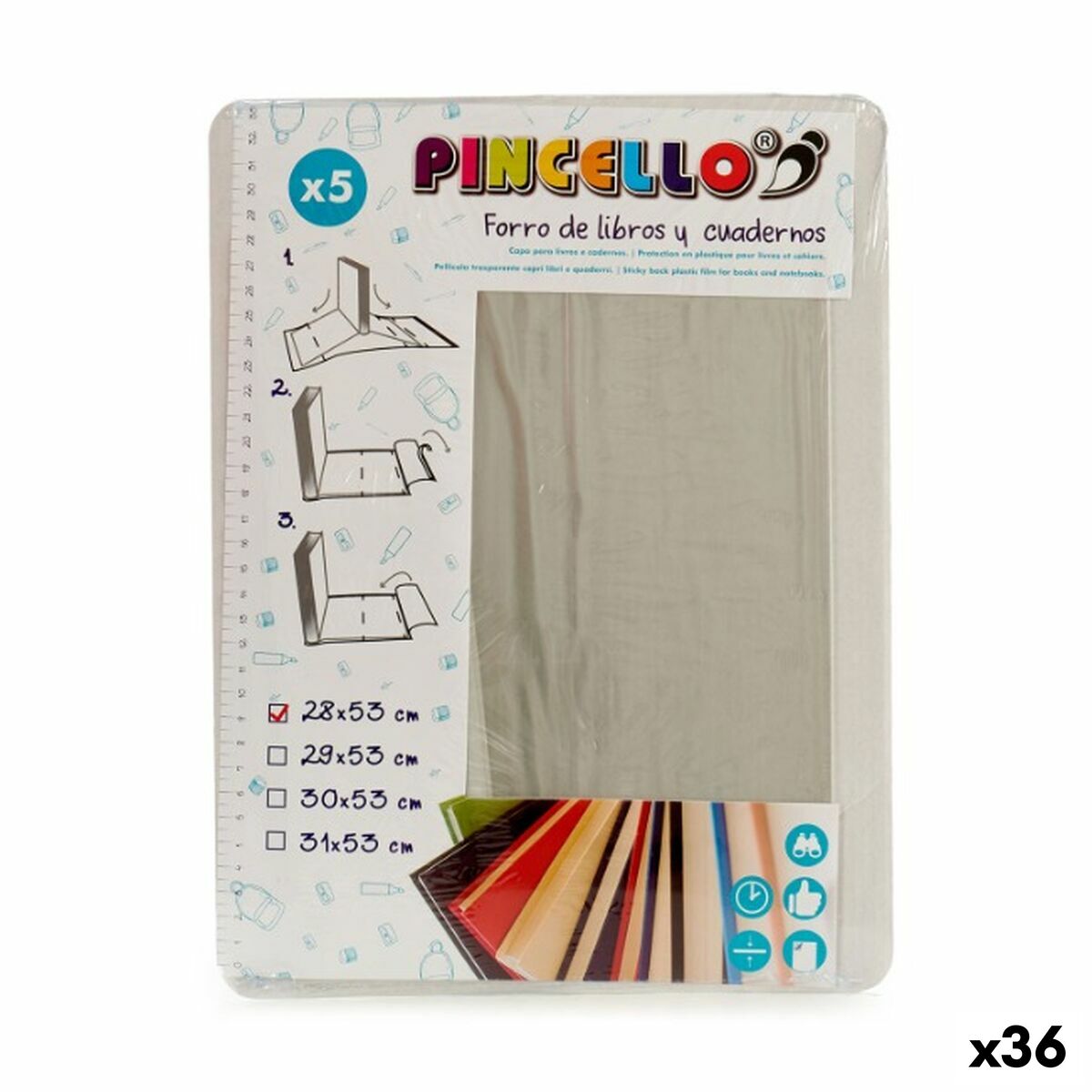 Självhäftande bokomslag Pincello 1805001 1805001 Transparent 0,33 x 28 x 53 cm (36 antal)-Kontor och Kontorsmaterial, Skol- och utbildningsmaterial-Pincello-peaceofhome.se