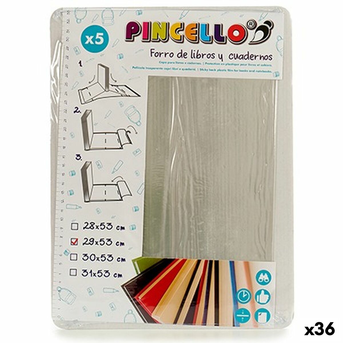 Självhäftande bokomslag Pincello 1805002 1805002 Genomskinligt Plast 29 x 0,4 x 53 cm (36 antal)-Kontor och Kontorsmaterial, Skol- och utbildningsmaterial-Pincello-peaceofhome.se