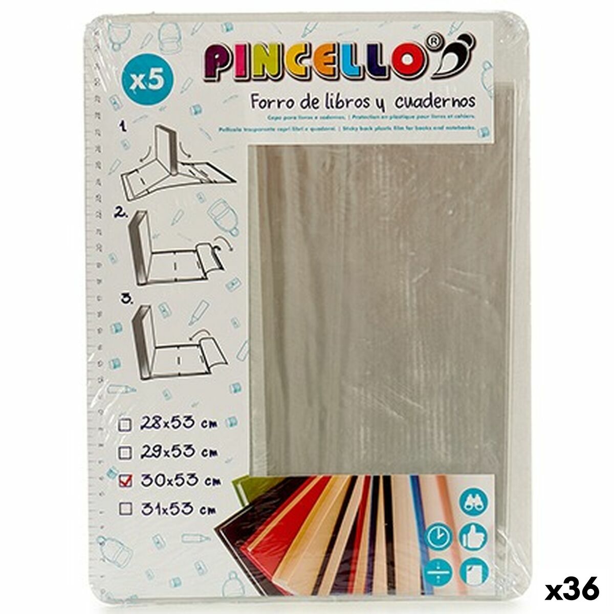 Självhäftande bokomslag Pincello 1805003 1805003 Genomskinligt Plast 30 x 0,5 x 53 cm (36 antal)-Kontor och Kontorsmaterial, Skol- och utbildningsmaterial-Pincello-peaceofhome.se