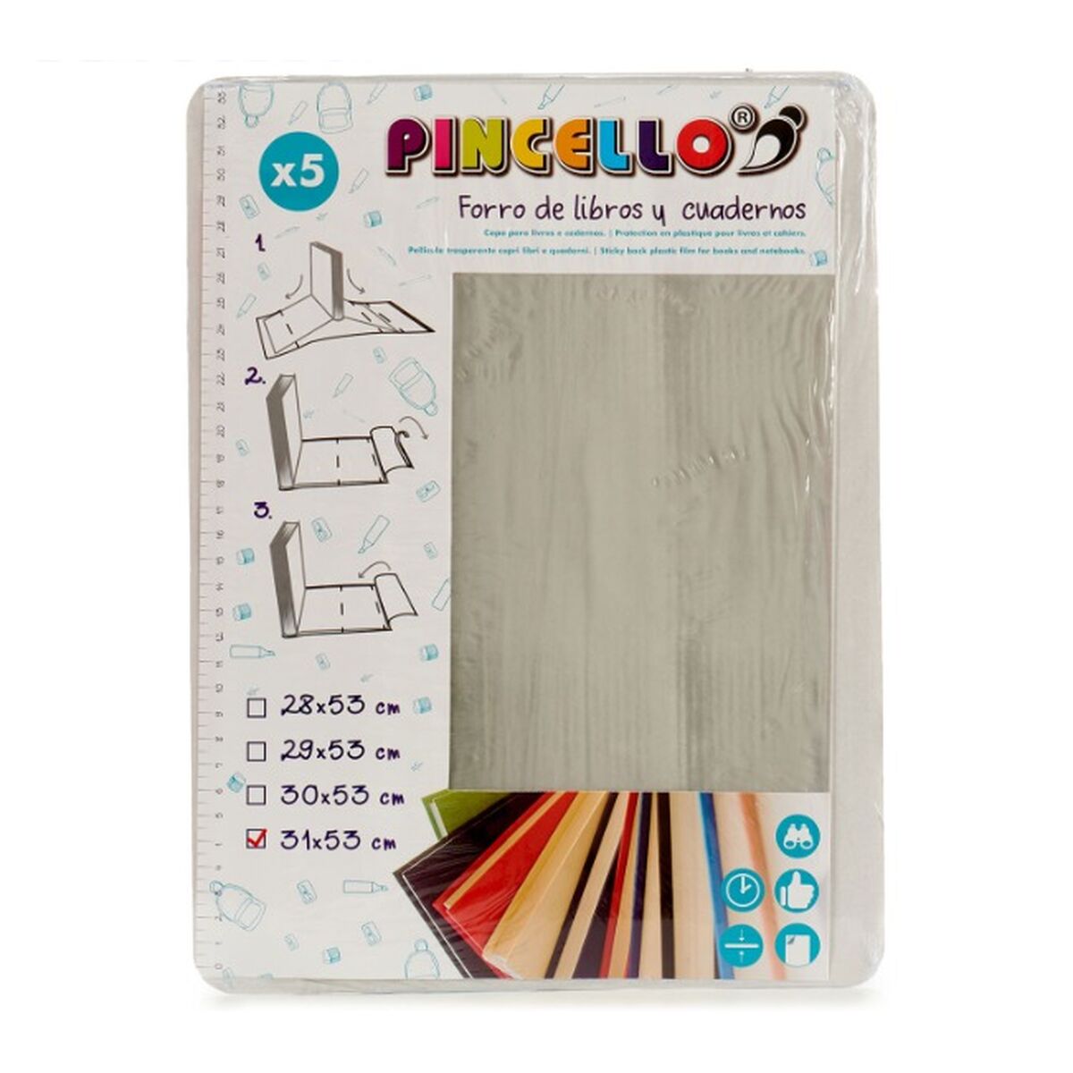 Självhäftande bokomslag Pincello 1805004 1805004 Transparent 1 x 31 x 53 cm (36 antal)-Kontor och Kontorsmaterial, Skol- och utbildningsmaterial-Pincello-peaceofhome.se