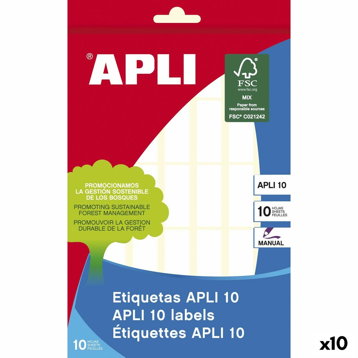 Självhäftande etiketter Apli APLI 10 Vit Papper 10 Blad 12 x 30 mm (10 antal)-Kontor och Kontorsmaterial, Kontorsmaterial-Apli-peaceofhome.se