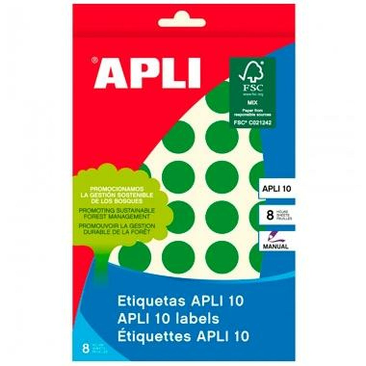 Självhäftande etiketter Apli Grön Cirklar 8 ark (10 antal)-Kontor och Kontorsmaterial, Kontorsmaterial-Apli-peaceofhome.se