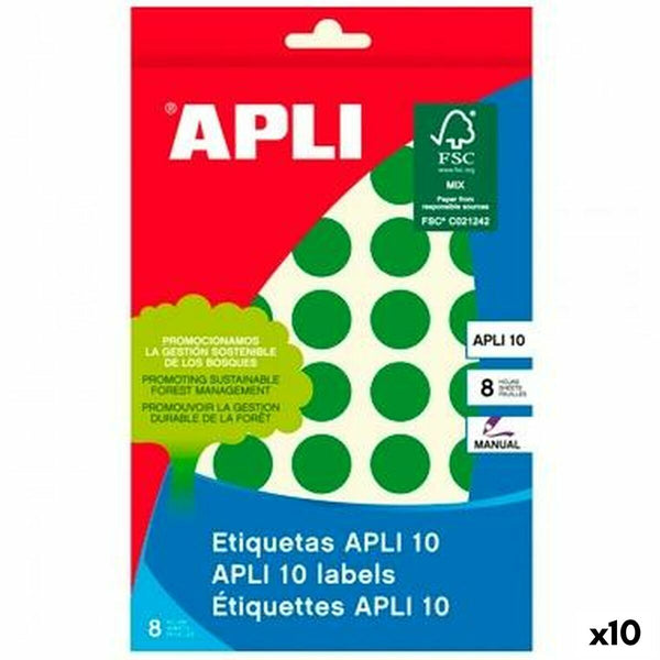 Självhäftande etiketter Apli Grön Cirklar 8 ark (10 antal)-Kontor och Kontorsmaterial, Kontorsmaterial-Apli-peaceofhome.se