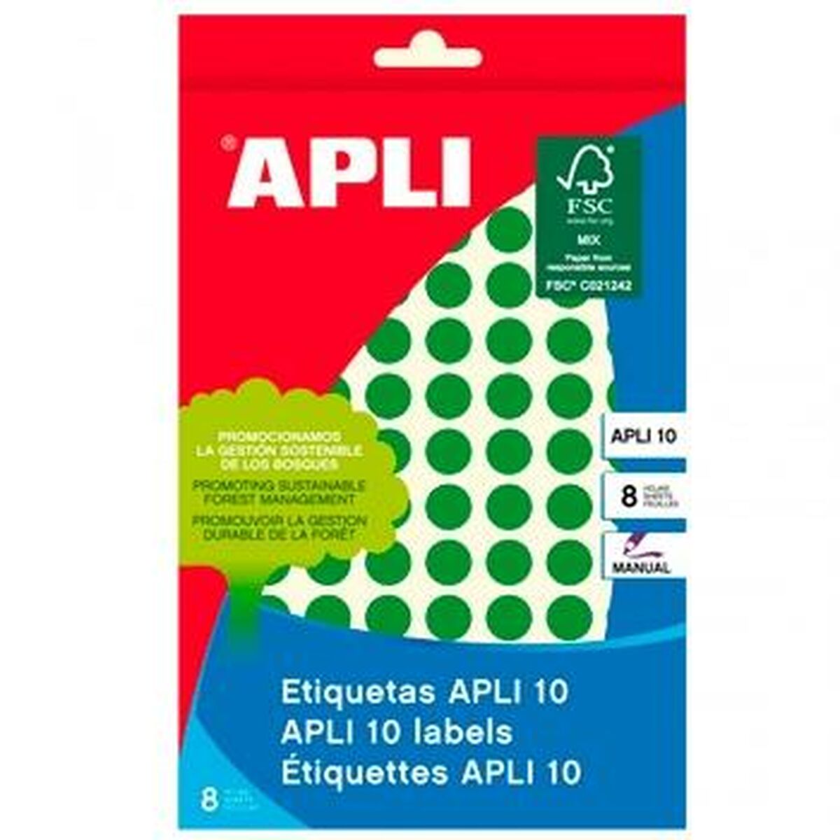 Självhäftande etiketter Apli Grön Cirklar Rund 8 ark (10 antal)-Kontor och Kontorsmaterial, Kontorsmaterial-Apli-peaceofhome.se