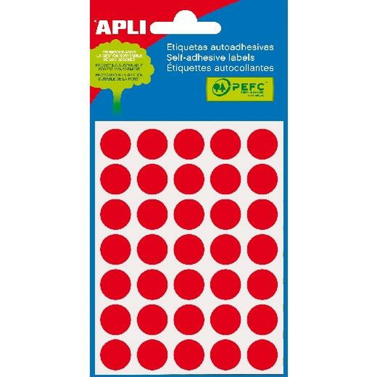 Självhäftande etiketter Apli Röd Cirklar Rund 5 ark (10 antal)-Kontor och Kontorsmaterial, Kontorsmaterial-Apli-peaceofhome.se