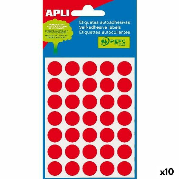 Självhäftande etiketter Apli Röd Cirklar Rund 5 ark (10 antal)-Kontor och Kontorsmaterial, Kontorsmaterial-Apli-peaceofhome.se