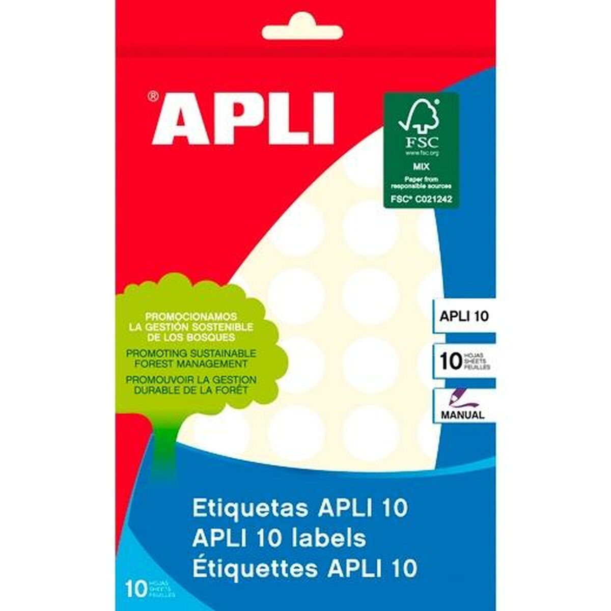 Självhäftande etiketter Apli Vit Cirklar Rund 10 Blad (10 antal)-Kontor och Kontorsmaterial, Kontorsmaterial-Apli-peaceofhome.se