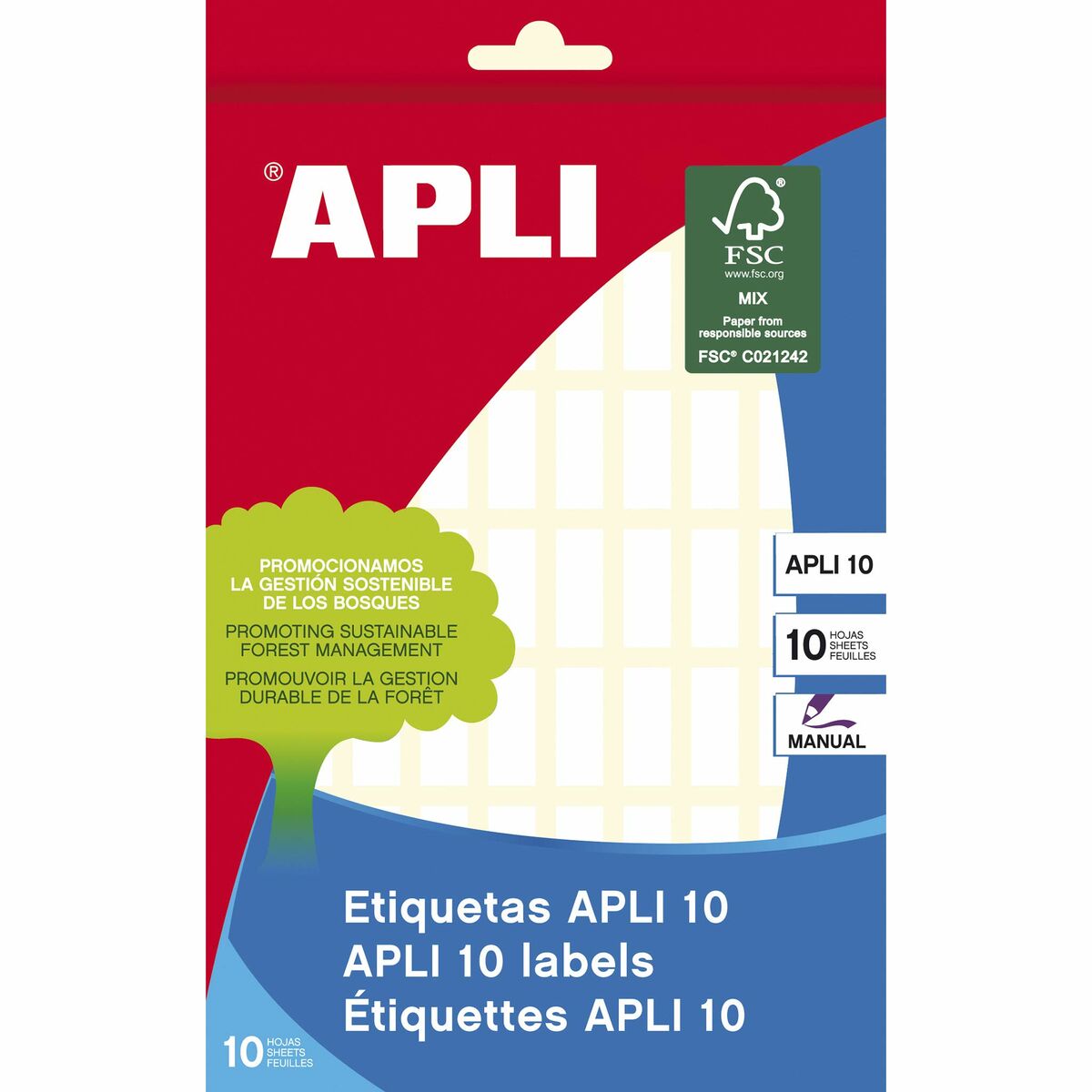 Självhäftande etiketter Apli Vit Papper 10 Blad 8 x 20 mm (10 antal)-Kontor och Kontorsmaterial, Kontorsmaterial-Apli-peaceofhome.se