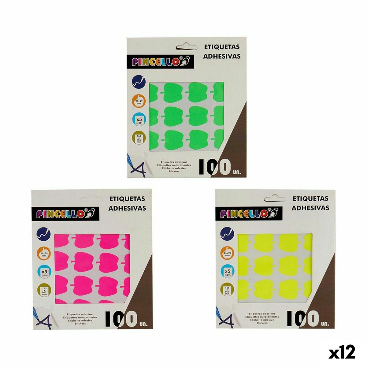 Självhäftande etiketter Pincello 1711090 1711090 17 x 4 x 19 cm 22 x 49 mm Äpple (12 antal)-Kontor och Kontorsmaterial, Kontorsmaterial-Pincello-peaceofhome.se