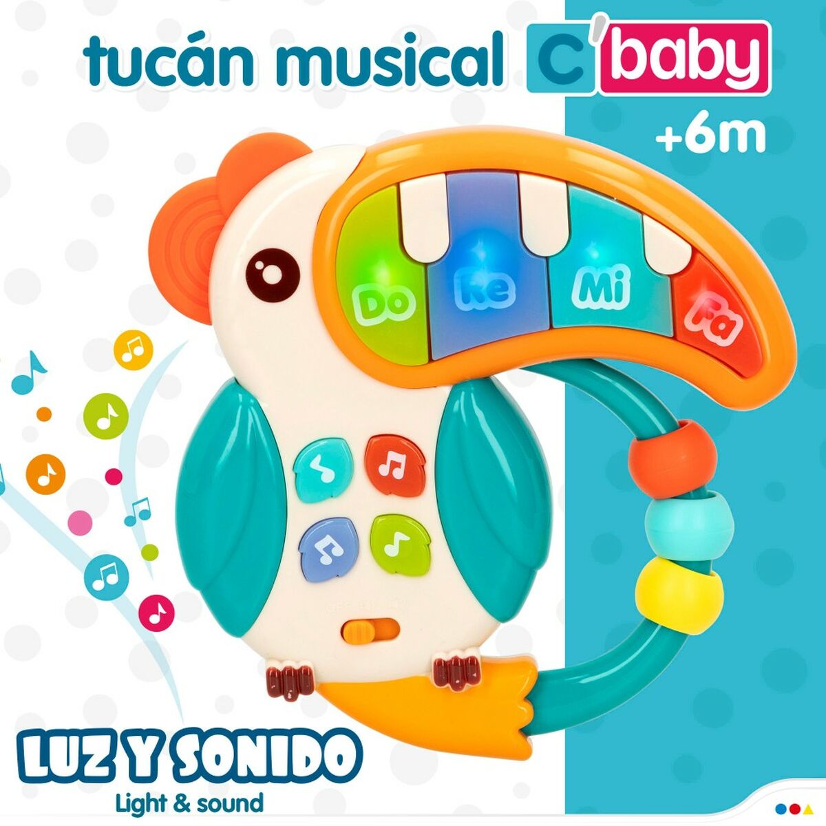 Skallra med musik Colorbaby Tucán 14,5 x 14,5 x 3 cm (6 antal)-Bebis, Leksaker för småbarn-Colorbaby-peaceofhome.se