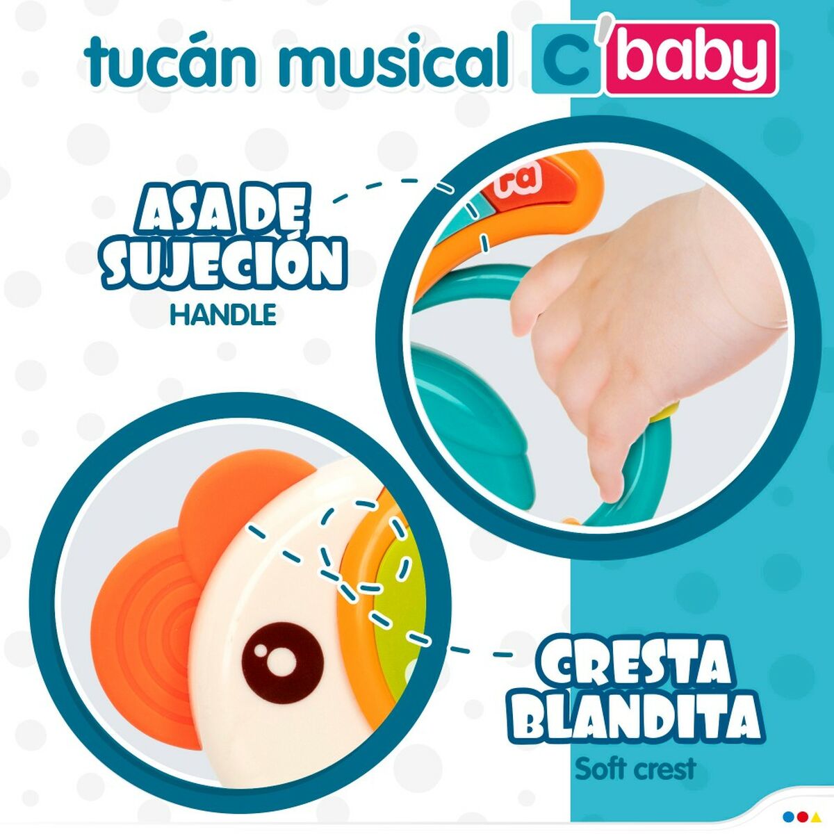 Skallra med musik Colorbaby Tucán 14,5 x 14,5 x 3 cm (6 antal)-Bebis, Leksaker för småbarn-Colorbaby-peaceofhome.se
