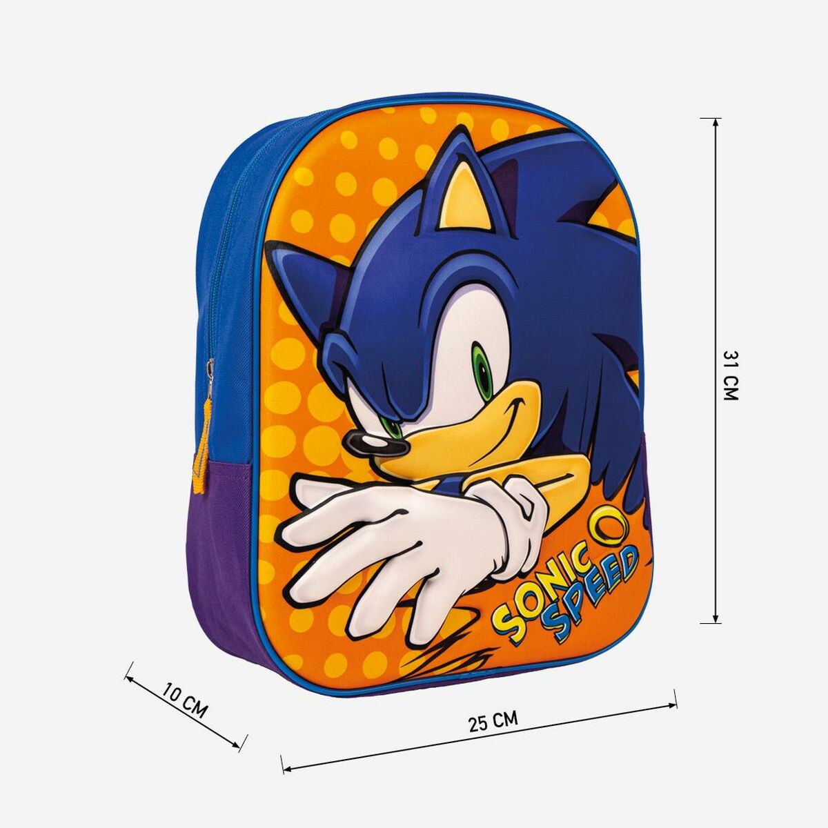 Skolryggsäck 3D Sonic Orange Blå 25 x 31 x 9 cm-Kontor och Kontorsmaterial, Skol- och utbildningsmaterial-Sonic-peaceofhome.se
