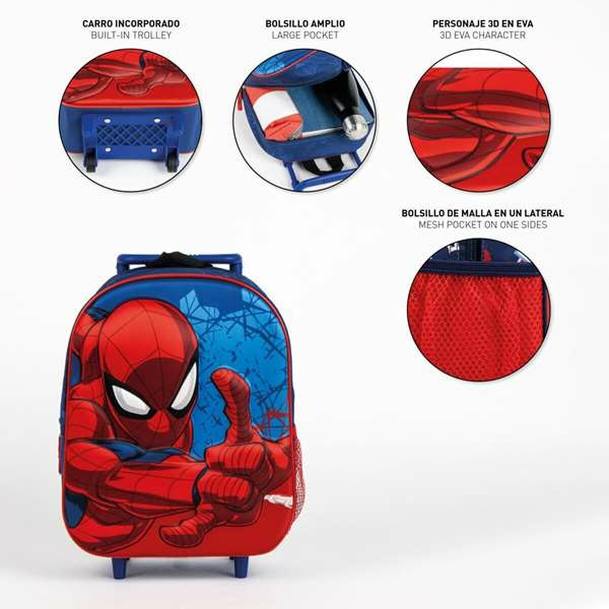 Skolryggsäck 3D med hjul Spider-Man Blå 25,0 x 31,0 x 10,0 cm-Kontor och Kontorsmaterial, Skol- och utbildningsmaterial-Spider-Man-peaceofhome.se