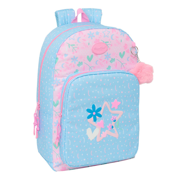 Skolryggsäck BlackFit8 Smile Blå Rosa 30 x 46 x 14 cm-Kontor och Kontorsmaterial, Skol- och utbildningsmaterial-BlackFit8-peaceofhome.se