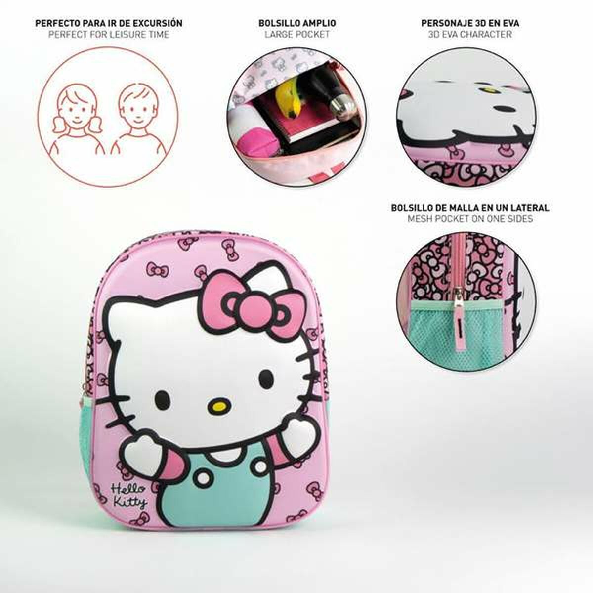 Skolryggsäck Hello Kitty Rosa 25,0 x 31,0 x 10,0 cm-Kontor och Kontorsmaterial, Skol- och utbildningsmaterial-Hello Kitty-peaceofhome.se
