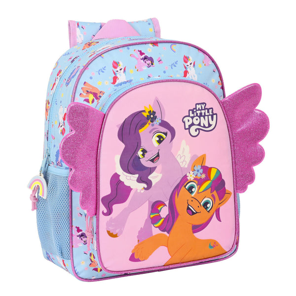 Skolryggsäck My Little Pony Wild & free 32 x 38 x 12 cm Blå Rosa-Kontor och Kontorsmaterial, Skol- och utbildningsmaterial-My Little Pony-peaceofhome.se