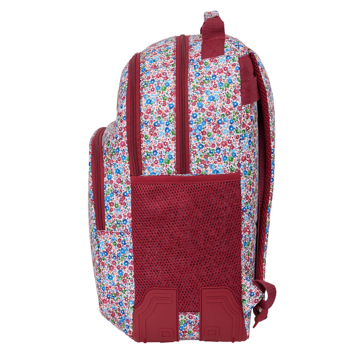 Skolryggsäck Nait Nait Flowers Bordeaux 32 x 42 x 15 cm-Kontor och Kontorsmaterial, Skol- och utbildningsmaterial-Nait Nait-peaceofhome.se