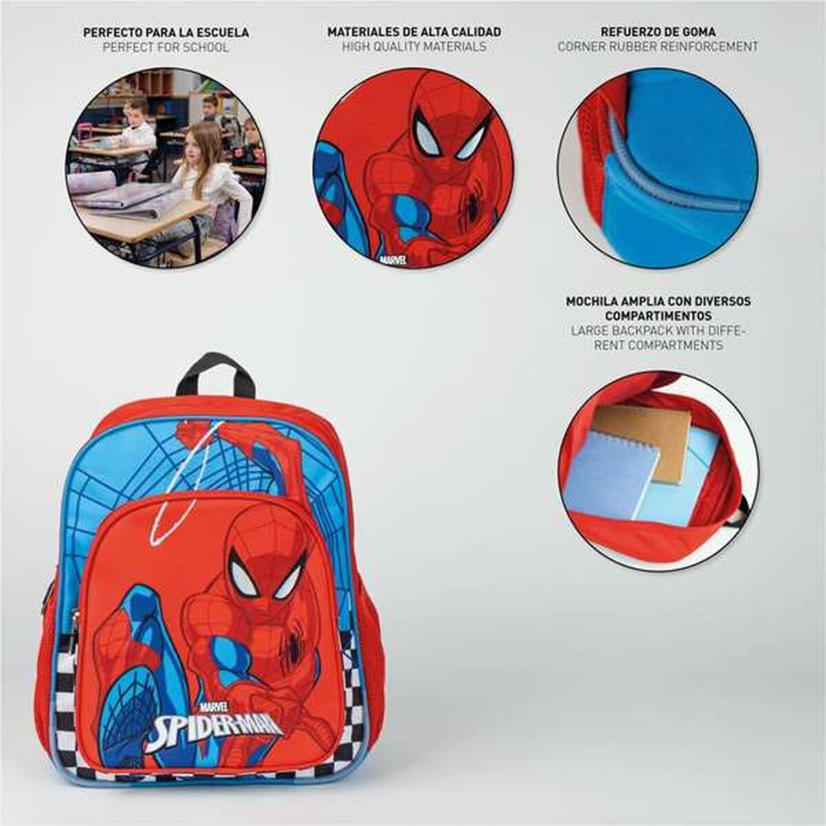 Skolryggsäck Spider-Man Röd 31 x 12 x 38 cm-Kontor och Kontorsmaterial, Skol- och utbildningsmaterial-Spider-Man-peaceofhome.se