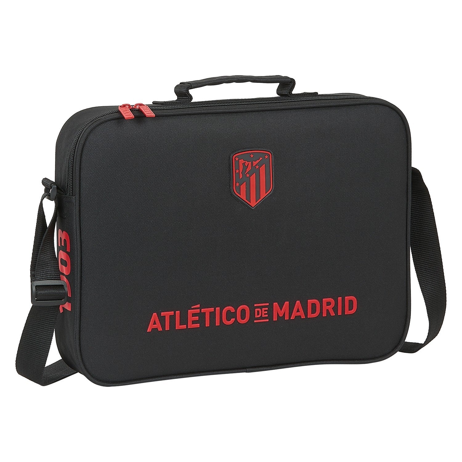 Skolväska Atlético Madrid Svart (38 x 28 x 6 cm)-Kontor och Kontorsmaterial, Skol- och utbildningsmaterial-Atlético Madrid-peaceofhome.se