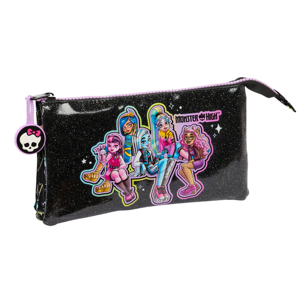 Skolväska Monster High Svart 22 x 12 x 3 cm-Kontor och Kontorsmaterial, Skol- och utbildningsmaterial-Monster High-peaceofhome.se