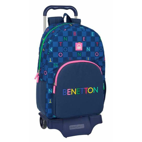 Skolväska med hjul Benetton Damero 30 x 46 x 14 cm-Kontor och Kontorsmaterial, Skol- och utbildningsmaterial-Benetton-peaceofhome.se