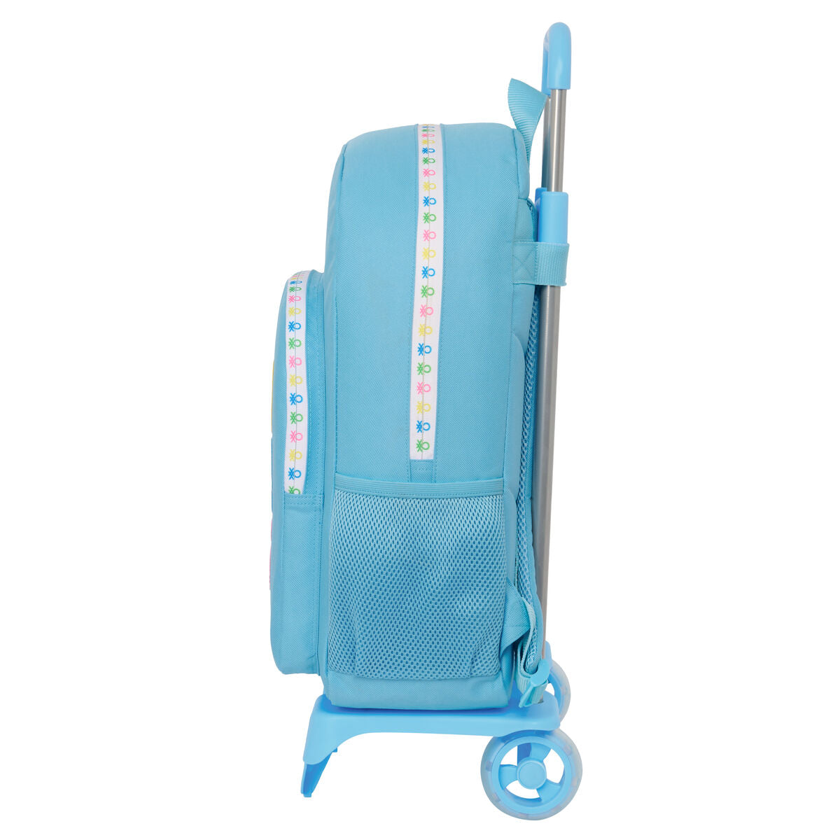 Skolväska med hjul Benetton Spring Himmelsblå 30 x 46 x 14 cm-Kontor och Kontorsmaterial, Skol- och utbildningsmaterial-Benetton-peaceofhome.se