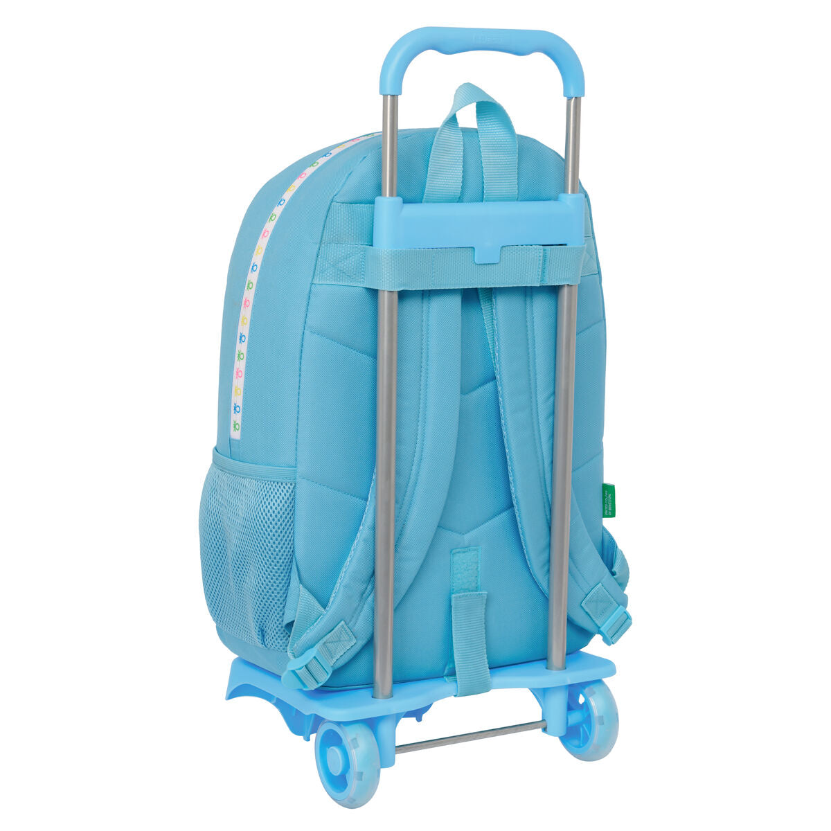 Skolväska med hjul Benetton Spring Himmelsblå 30 x 46 x 14 cm-Kontor och Kontorsmaterial, Skol- och utbildningsmaterial-Benetton-peaceofhome.se