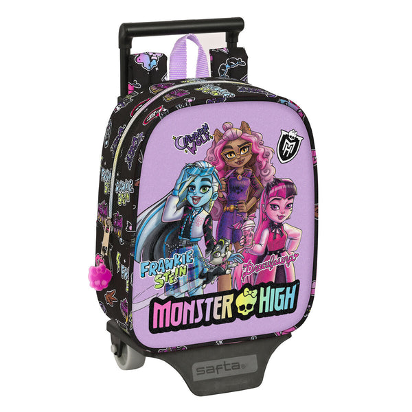 Skolväska med hjul Monster High Creep Svart 22 x 27 x 10 cm-Kontor och Kontorsmaterial, Skol- och utbildningsmaterial-Monster High-peaceofhome.se