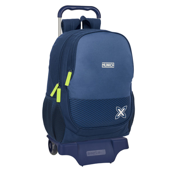 Skolväska med hjul Munich Blue indigo Blå 32 x 44 x 16 cm-Kontor och Kontorsmaterial, Skol- och utbildningsmaterial-Munich-peaceofhome.se