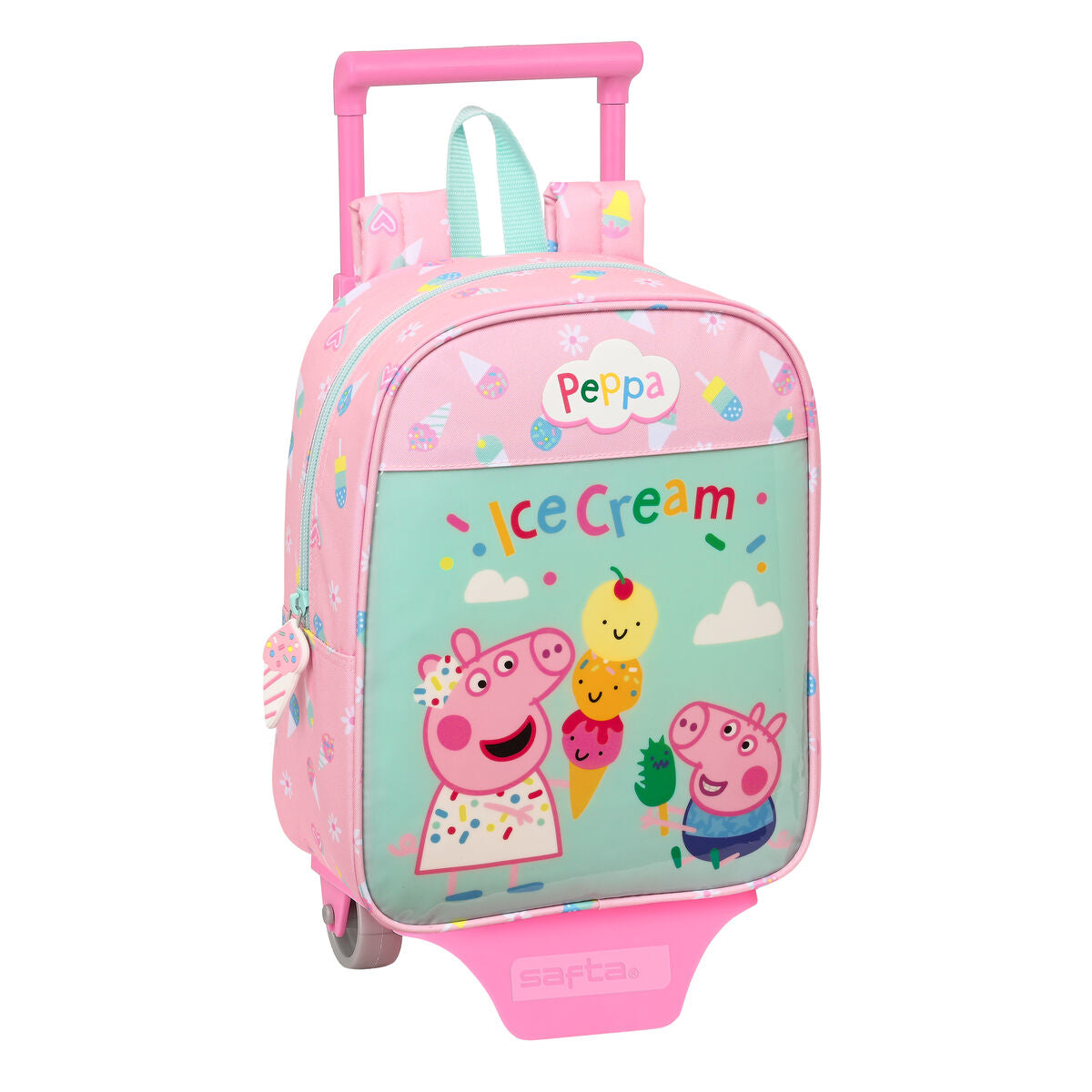 Skolväska med hjul Peppa Pig Ice cream Grön Rosa 22 x 27 x 10 cm-Kontor och Kontorsmaterial, Skol- och utbildningsmaterial-Peppa Pig-peaceofhome.se