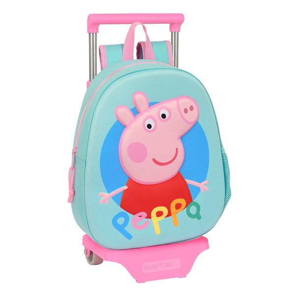 Skolväska med hjul Peppa Pig Turkos (27 x 32 x 10 cm)-Kontor och Kontorsmaterial, Skol- och utbildningsmaterial-Peppa Pig-peaceofhome.se