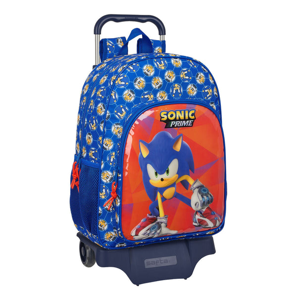 Skolväska med hjul Sonic Prime Blå 33 x 42 x 14 cm-Kontor och Kontorsmaterial, Skol- och utbildningsmaterial-Sonic-peaceofhome.se