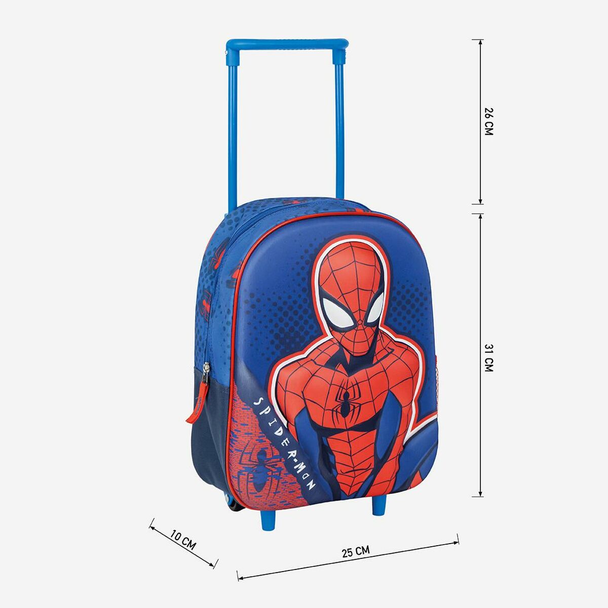 Skolväska med hjul Spider-Man Blå 25 x 31 x 10 cm-Kontor och Kontorsmaterial, Skol- och utbildningsmaterial-Spider-Man-peaceofhome.se