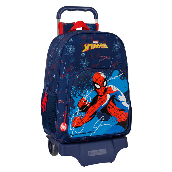 Skolväska med hjul Spider-Man Neon Marinblå 33 x 42 x 14 cm-Kontor och Kontorsmaterial, Skol- och utbildningsmaterial-Spider-Man-peaceofhome.se