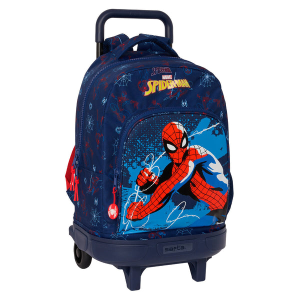 Skolväska med hjul Spider-Man Neon Marinblå 33 x 45 x 22 cm-Kontor och Kontorsmaterial, Skol- och utbildningsmaterial-Spider-Man-peaceofhome.se